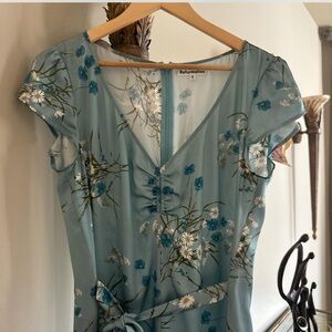 Reformation Blue and White Floral Silk Dress